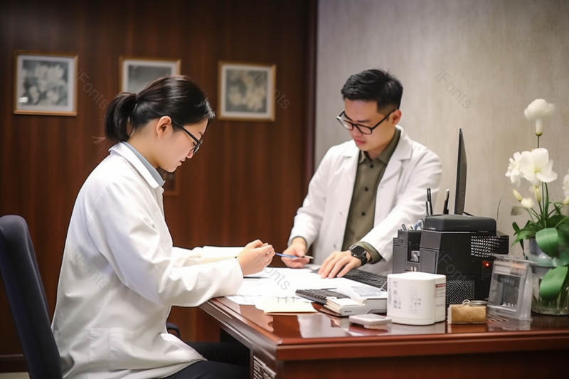 两个人一起在办公室工作,高清,摄影图,摄影图片,图片大全,摄影图免费下载